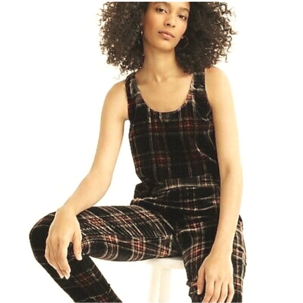 J. CREW Velvet Heritage Plaid Preppy Holiday Christmas Sleeveless Tank Top